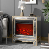 Mirrored mantelpiece with champagne color bezel with built in 1500 function heating