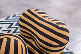 Barrel Chair with Ottoman, Stripe Chair for Living Room (3 Colors, 2 Size), Black & Yellow Stripe