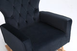 Mid Century Modern Velvet Upholstered Rocking Chair Padded Seat for Living Room Bedroom