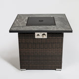 30inch Outdoor Fire Table Propane Gas Fire Pit Table with Lid Gas Fire Pit Table with Glass Rocks and Rain Cover