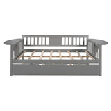 Full size Daybed with Twin size Trundle, Wood Slat Support, Gray