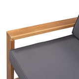 3-Piece Patio Sectional Set  Acacia  Wood and Grey Cushions  Ideal for Outdoors and Indoors