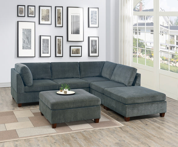 Grey Sectional 6pc Couch Set Corner L