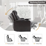Power Motion Recliner with USB Charging Port and Hidden Arm Storage 2 Convenient Cup Holders Design and 360° Swivel Tray Table,Black（旧PP198292AAB）
