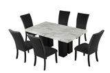 7-piece Dining Table Set with 1 Faux Marble Dining Rectangular Table and 6 Upholstered-Seat Chairs ,for Dining room and Living Room
