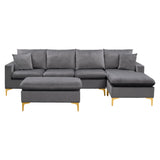 Grey Sectional Sofa with Ottoman