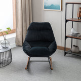 Tufted Upholstered Padded Seat Rocking Chair-Velvet Black