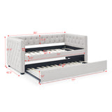 Daybed with Trundle Upholstered Tufted Sofa Bed, with Button