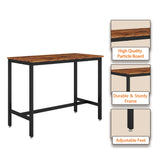 Bar Table Set with 4 Bar stools PU Soft seat with backrest (Rustic Brown)