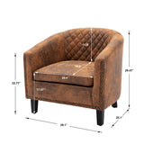 COOLMORE accent Barrel chair living room chair with nailheads and solid wood legs  Light  Coffee microfiber fabric