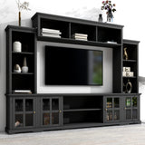 Minimalism Style Entertainment Wall Unit with Bridge, Modern TV Console Table for TVs Up to 70"