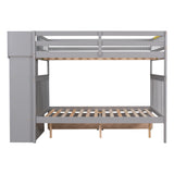 Full Over Full Bunk Bed with 2 Drawers and Staircase