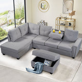 Light Grey Sectional Sofa with Ottoman