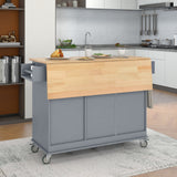 Grey Rolling Mobile Kitchen Island cart