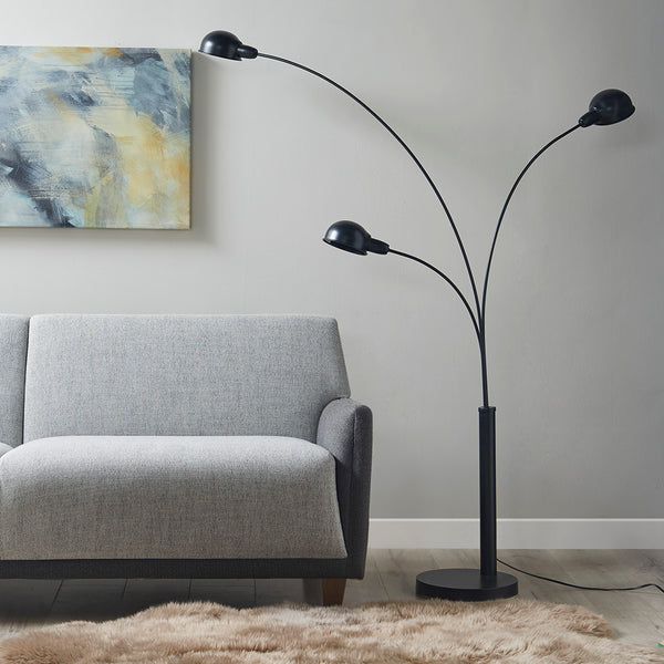 Archer 3-Light Adjustable Tiered Arc Metal Floor Lamp
