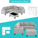Orisfur. Sectional Corner Sofa L-shape Couch Space Saving with Storage Ottoman & Cup Holders Design for Large Space Dorm Apartment,Light Grey