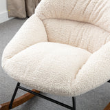 Tufted Upholstered Padded Seat Rocking Chair-Boucle Beige