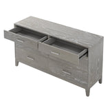 Modern Concise Style Gray Wood Grain Six-Drawer Dresser with Tapered Legs and Smooth Gliding Drawers