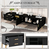U-Can Modern TV Stand with 5 Champagne legs - Durable, stylish, spacious, versatile storage TVS up to 77" (Black)
