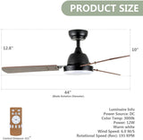 Simple Deluxe 44-inch Ceiling Fan with LED Light and Remote Control, 6-Speed Modes, 2 Rotating Modes , Timer