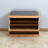 Entryway Bamboo Bench Living Room Storage Shoe Rack with Foldable Shelf 24.8 x 11.6 x 18.9 inch