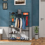 Clothes Rack,Clothes Rack with Shelves,Freestanding Closet Organizer for Living Bedroom Room Kitchen Bathroom Entryway Office Storage Shelves Clothes Hanging Rack,CR-538 Black