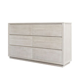 Modern Style Wood Veneer 6-Drawer Dresser for Bedroom, Living Room, Stone Gray