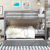 Full Over Full Bunk Bed with Trundle, Convertible to 2 Full Size Platform Bed