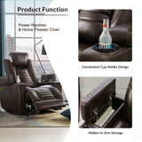 Orisfur. Power Motion Recliner with Adjustable Headrest,  Home Theater Seating with Hidden Arm Storage and Convenient Cup Holder Design