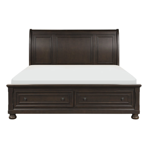 California King Size Platform Bed with Footboard Storage Sleigh Bed