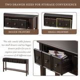 TREXM Rustic Entryway Console Table, 60" Long Sofa Table with two Different Size Drawers and Bottom Shelf for Storage (Black)