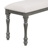 6-Piece Wood Dining Table Set Rectangular Table with Turned Legs, 4 Upholstered Chairs and Bench for Dining Room