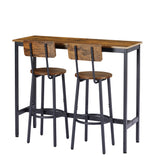 Bar Table Set with 2 Bar stools (Rustic Brown)