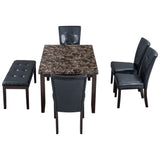 6-piece Faux Marble Dining Table Set  with one Faux Marble Dining Table