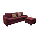 Red Sectional Sofa & 2 Pillows in Red Linen