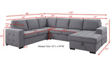 Storage Sleeper Sectional Sofa