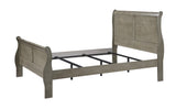 Louis Phillipe Gray Queen Size Panel Sleigh Bed Solid Wood Wooden Bedroom Furniture