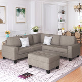 Sectional Corner Sofa L-shape with Storage Ottoman