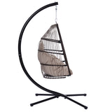 Outdoor Patio Wicker Folding Hanging Chair,Rattan Swing Hammock Egg Chair With C Type Bracket , With Cushion And Pillow