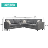 Modern Upholstered Living Room Sectional Sofa, L Shape Furniture Couch with 3 Pillows