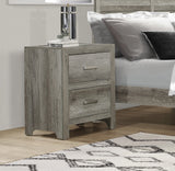 Nightstand Faux Wood Veneer in a Weathered Gray Finish