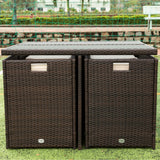 9 Pieces Patio Dining Sets Outdoor & Rattan Chairs with Glass Table Patio Furniture Sets Cushioned Seating