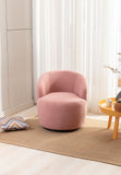 Teddy Fabric Swivel Accent Armchair Barrel Chair With Black Powder Coating Metal Ring,Light Pink