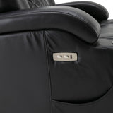 Power Motion Recliner with USB Charge Port and Cup Holder -PU Lounge chair for Living Room,Black(Old Sku:PP194010BAA）