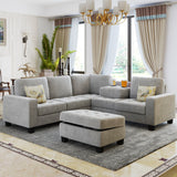 Sectional Corner Sofa L-shape Couch Space Saving with Storage Ottoman & Cup Holders
