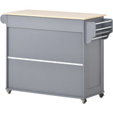 Kitchen Island Cart with Two Storage Cabinets and Four Locking Wheels, Wine Rack, Two Drawers, Spice Rack, Towel Rack