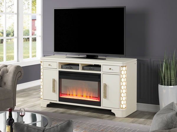Jasmine TV Stand With Electric Fireplace in Beige