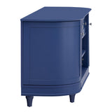 U-Can TV Stand for TV up to 46inch with 2 Curved Doors Adjustable Panels Open Style Cabinet, Sideboard for Living room(Navy)