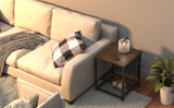 Side Table with Storage Bag, Square End Table with Grid storage rack, Sofa Table for Living Room, Bedroom, Small Spaces,Easy Assembly,Rustic Brown