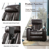 Orisfur. Power Motion Recliner with USB Charging Port and Hidden Arm Storage, Home Theater Seating with 2 Convenient Cup Holders Design ,360° Swivel Tray Table,and Cell Phone Stand